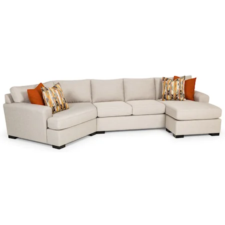Contemporary Sectional Basic Sleeper Sofa with Cuddler Section
